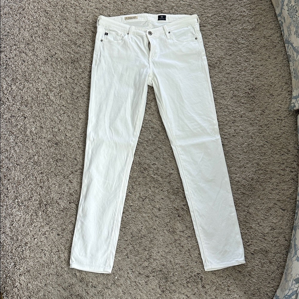 AG Adriano Goldschmied White Slim Straight-Leg Jeans